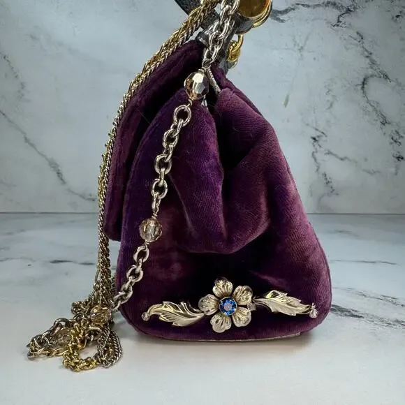 Dolce & Gabanna Velvet Bag Miss Sicily Runway purse Rare 2016 Lizard Metal D&G - Picture 7 of 16